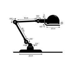 Lampe*Jieldé Lampe de bureau, Signal 2 bras, SI333, , brillant, Ø16cm, H60cm - bourgogne