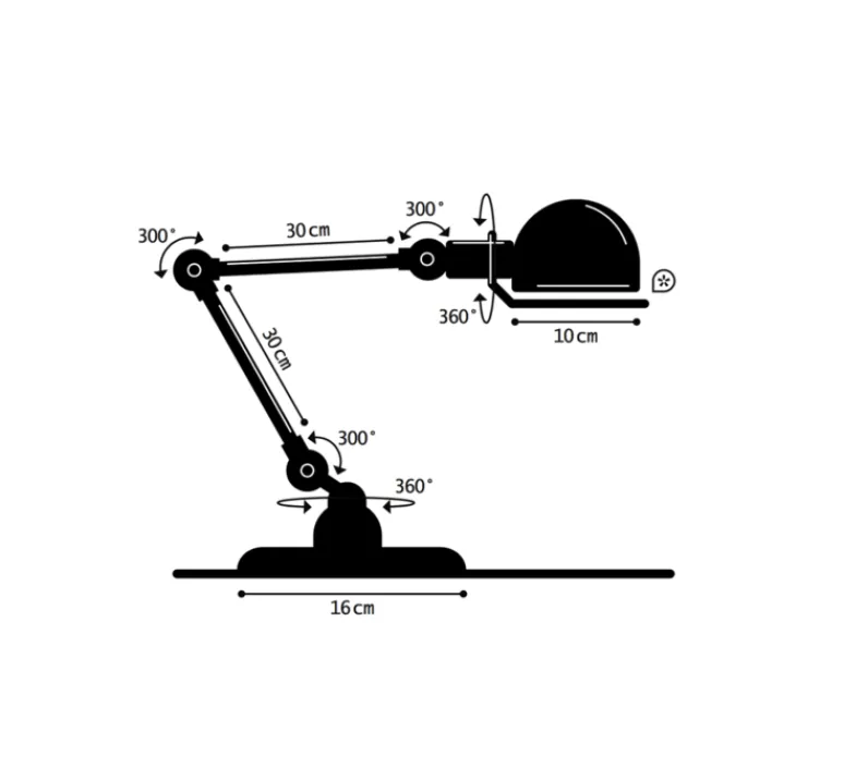 Lampe|Enfants*Jieldé Lampe de bureau, Signal 2 bras, SI333, , brillant, Ø16cm, H60cm - blanc