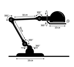 Lampe de bureau, Signal 2 Bras, SI333, brillant, or nacré, Ø16cm, H60cm - Jieldé