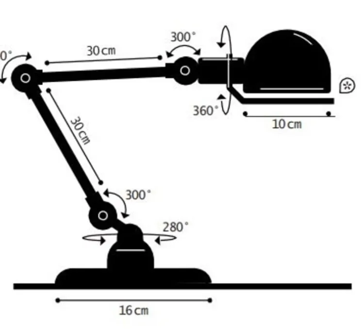 Lampe de bureau, Signal 2 bras, SI333, bleu pastel, Ø16cm, H60cm - Jieldé