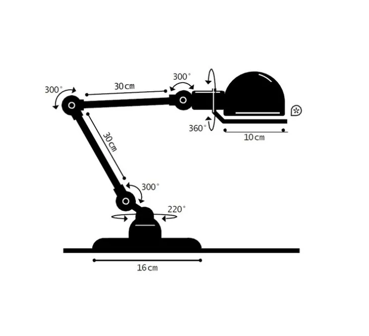 Lampe de bureau, Signal 2 bras, SI333, bourgogne, mat, Ø16cm, H60cm - Jieldé
