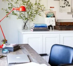 Lampe de bureau, Signal 2 bras, SI333, rouge, brillant, Ø16cm, H60cm - Jieldé