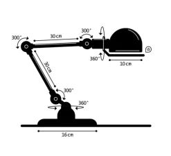 Lampe de bureau, Signal 2 bras, SI333, rouge, brillant, Ø16cm, H60cm - Jieldé
