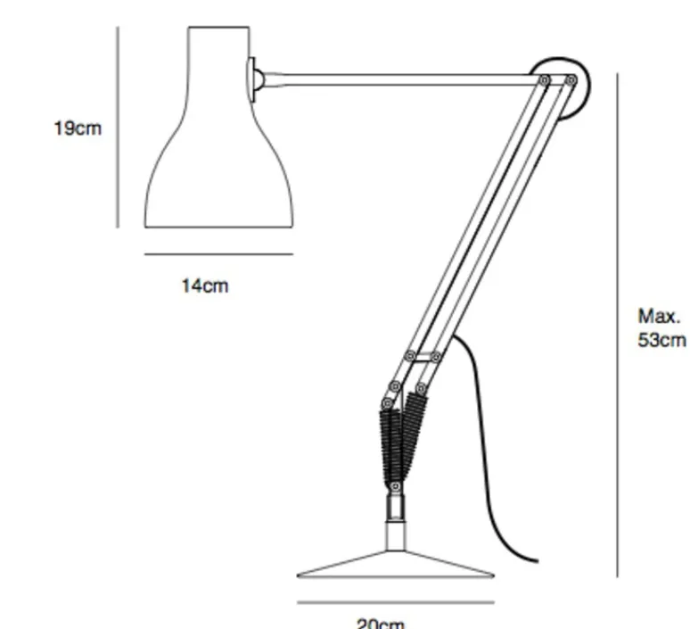 Lampe*Anglepoise Lampe de bureau, Type 75, , 2700K, 470lm, Ø14cm, H57cm - gris