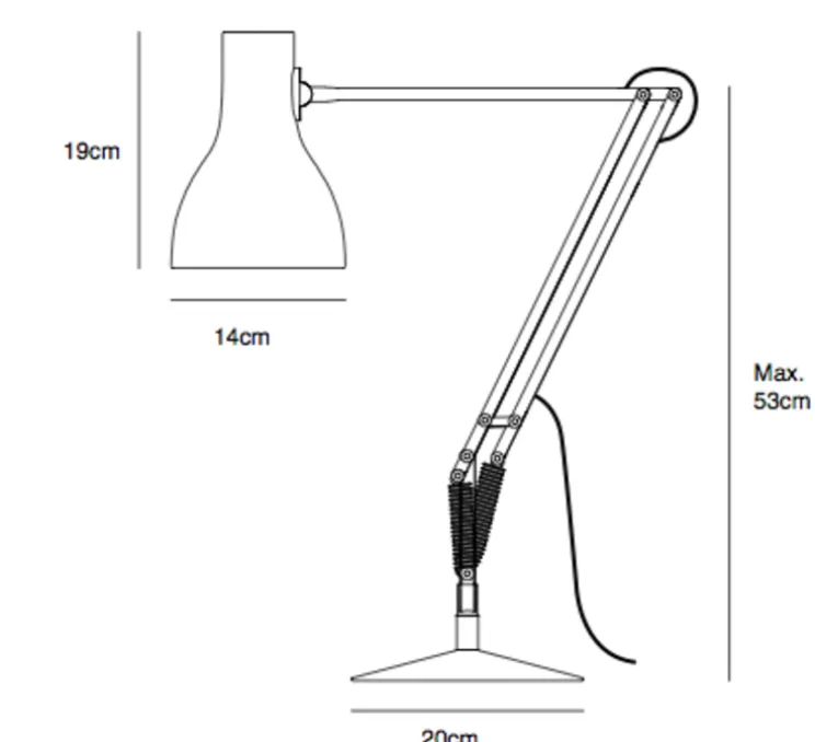 Lampe de bureau, type 75, noir, Ø14cm, H57cm - Anglepoise