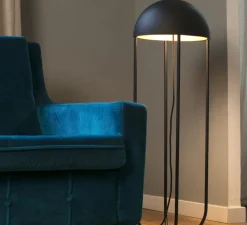 Lampe*Faro Lampe de sol, JELLYFISH, , LED, Ø29cm, H90cm - noir et or