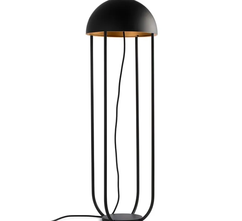 Lampe*Faro Lampe de sol, JELLYFISH, , LED, Ø29cm, H90cm - noir et or