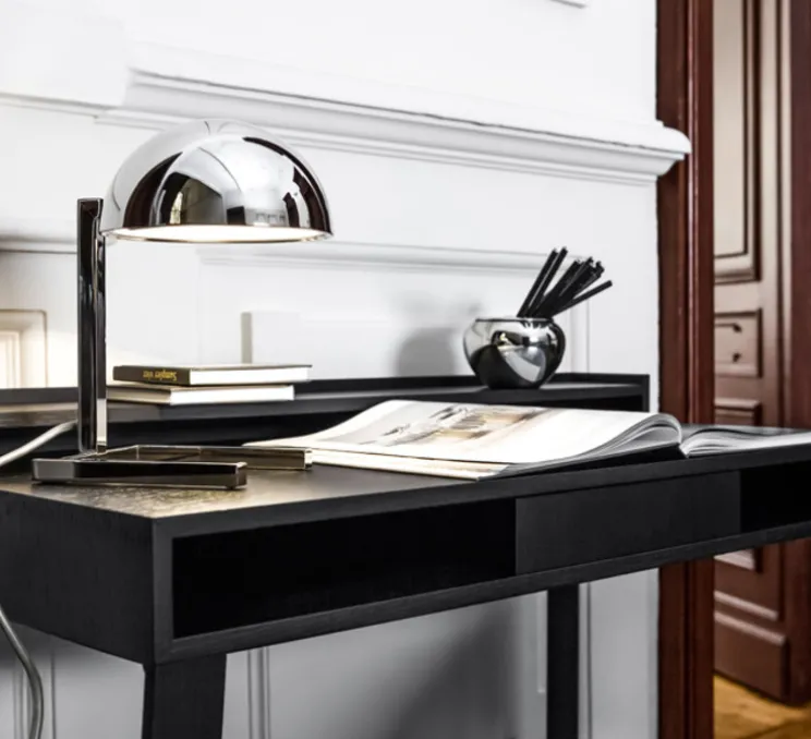 Lampe, MJA, Jaques Adnet, chrome, câble USA, H25cm, L18.5cm - LUMEN CENTER ITALIA