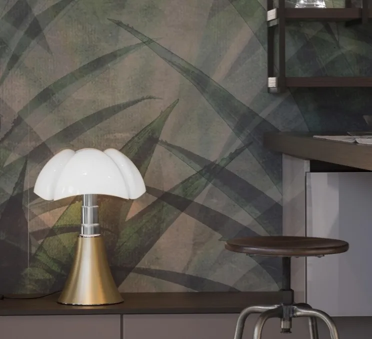 Lampe, PIPISTRELLO, medium, LED, 2700K, 850lm, variation, laiton satiné, H62cm, Ø40cm - Martinelli Luce