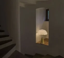 Lampe, PIPISTRELLO, medium, LED, 2700K, 850lm, variation, laiton satiné, H62cm, Ø40cm - Martinelli Luce