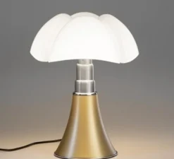 Lampe, PIPISTRELLO, medium, LED, 2700K, 850lm, variation, laiton satiné, H62cm, Ø40cm - Martinelli Luce