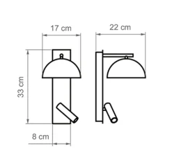 Applique*Luxcambra Liseuse, Absis A Reader, vertical, , L17cm, H33cm - blanc, terracotta