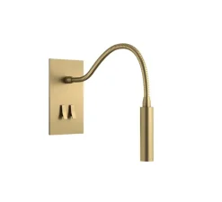 Liseuse et Interrupteur, Bridge, Double vertical, Laiton doré brossé mat, Liseuse Book Flexo x1, Va-et-vient x2, Doré mat, L9cm, H16,2cm - Font Barcelona