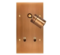 Liseuse et Interrupteur, Confidence, Double horizontal, Vieux bronze, Liseuse x1, Va-et-vient x2, Côte à côte, À vis, Laiton, L8cm, H15,1cm - Modelec
