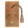 Prise|Interrupteur*Modelec Liseuse et Interrupteur et Prise, Confidence, Double vertical, Vieux bronze, Liseuse x1, Va-et-vient x2, Côte à côte, Prise USB A/C x1, Laiton, L8cm, H12,5cm -