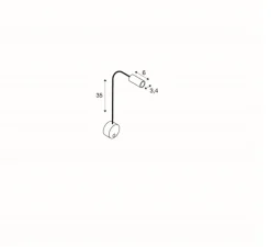 Applique*SLV Liseuse murale, Dio Flex Plate, , LED, 3000K, 100 lm, Ø9cm, H49,8cm - blanc