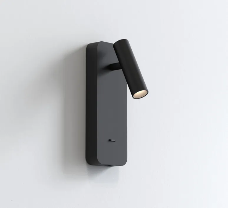 Applique*Astro Liseuse murale, Enna Surface USB, , LED, 2700K, 134 lm, L8cm, H22,5cm - noir mat