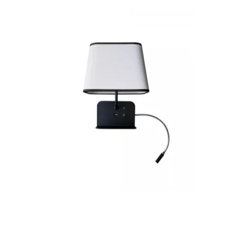 Liseuse murale, Escale version gauche du lit, blanc & noir, L25cm, H32cm - DesignHeure