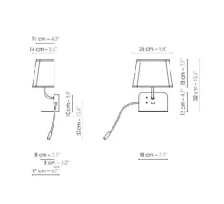 Applique*DesignHeure Liseuse murale, Escale version droite du lit, blanc & noir, L25cm, H32cm - blanc & noir
