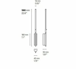 Liseuse murale, LINK 580, graphite satiné, sans interrupteur, LED, dimmable, 2700k, 500lm, L5cm, H58cm - CVL