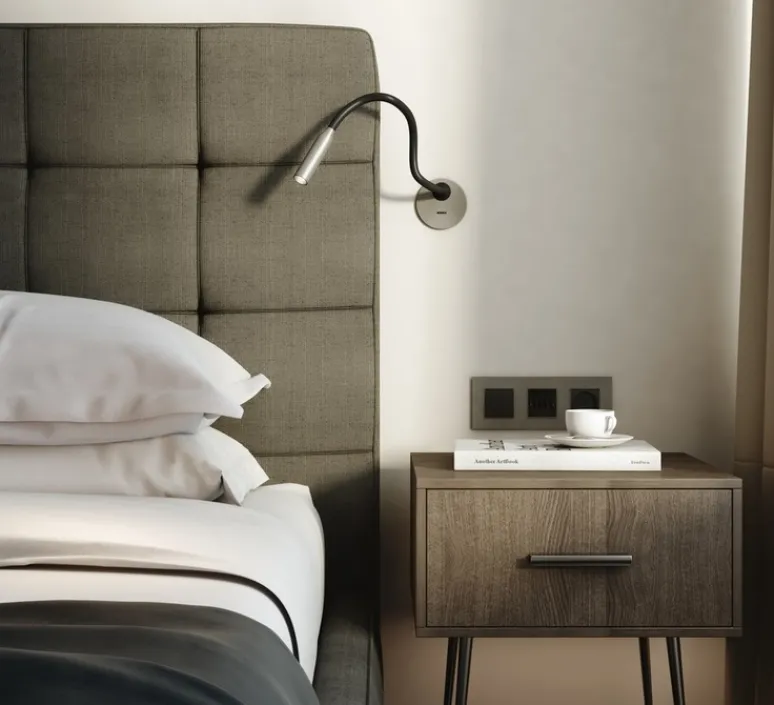 Applique*Astro Liseuse murale, Lucca, encastrée, avec interrupteur, , noir mat, LED, 2700k, 124 lm, Ø8,5cm, H40,4cm - nickel mat