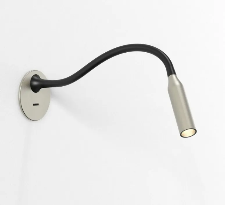 Applique*Astro Liseuse murale, Lucca, encastrée, avec interrupteur, , noir mat, LED, 2700k, 124 lm, Ø8,5cm, H40,4cm - nickel mat