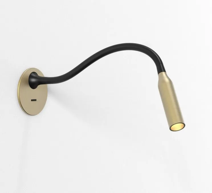 Liseuse murale, Lucca, encastrée, avec interrupteur, or mat, noir, LED, 2700k, 124 lm, Ø8,5cm, H40,4cm - Astro