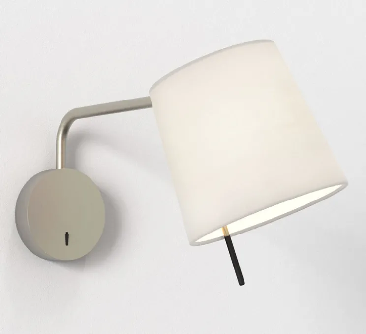 Liseuse murale, Mitsu Swing Arm, nickel mat, abat jour blanc brillant, L17,3cm, H21,8cm - Astro