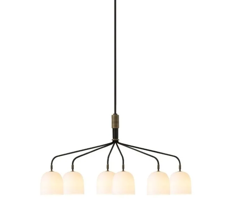 Suspension*Gubi Lustre 6 bras, Howard, , L133,6cm, H60,4cm - blanc, laiton