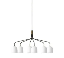 Suspension*Gubi Lustre 6 bras, Howard, , L133,6cm, H60,4cm - blanc, laiton
