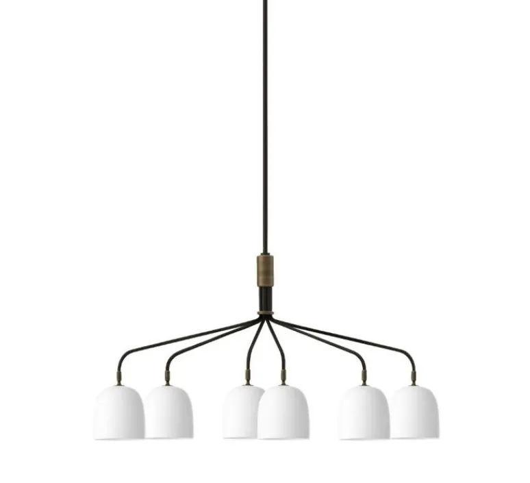 Suspension*Gubi Lustre 6 bras, Howard, , L133,6cm, H60,4cm - blanc, laiton