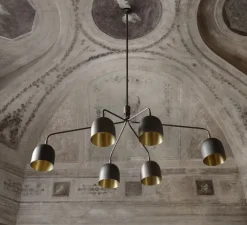 Suspension*Gubi Lustre 6 bras, Howard, , L133,6cm, H60,4cm - bronze, laiton