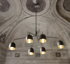 Suspension*Gubi Lustre 6 bras, Howard, , L133,6cm, H60,4cm - bronze, laiton