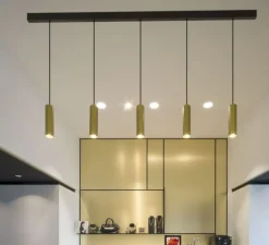 Lustre, 5 suspensions HEXO MULTI 3.0 PAR16, or, L150cm, H30cm, Ø7,7cm - Wever&Ducré