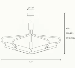Suspension*Rubn Lustre, Angel 5 300 Wide, , L72,5cm, H71-98,5cm - laiton