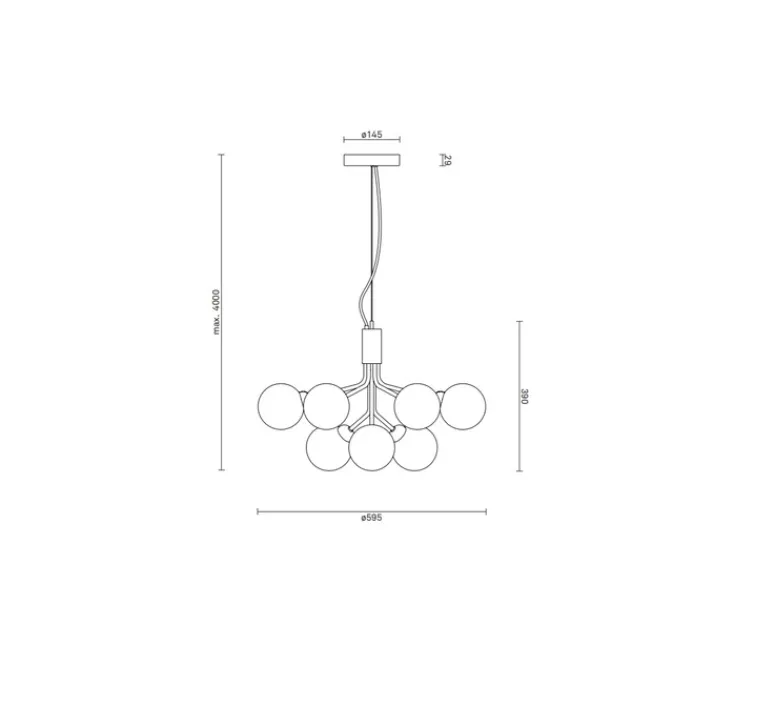 Suspension*Nuura Lustre, Apiales 9, , Ø59,5cm, H39cm - laiton brossé, verre opalin