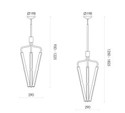 Suspension*Rubn Lustre, Archangel 3 415, , LED, dim, 2700K, lm, L29cm, H95-122,5cm - laiton