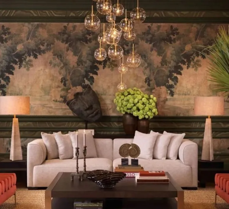 Suspension*Eichholtz Lustre, Aulani, , Ø80cm, H125cm - Laiton, transparent