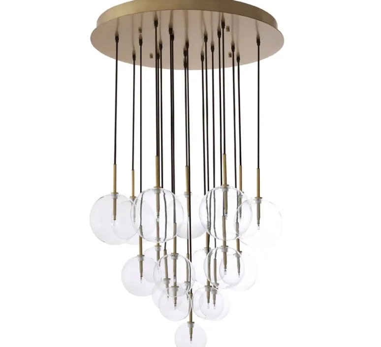 Suspension*Eichholtz Lustre, Aulani, , Ø80cm, H125cm - Laiton, transparent
