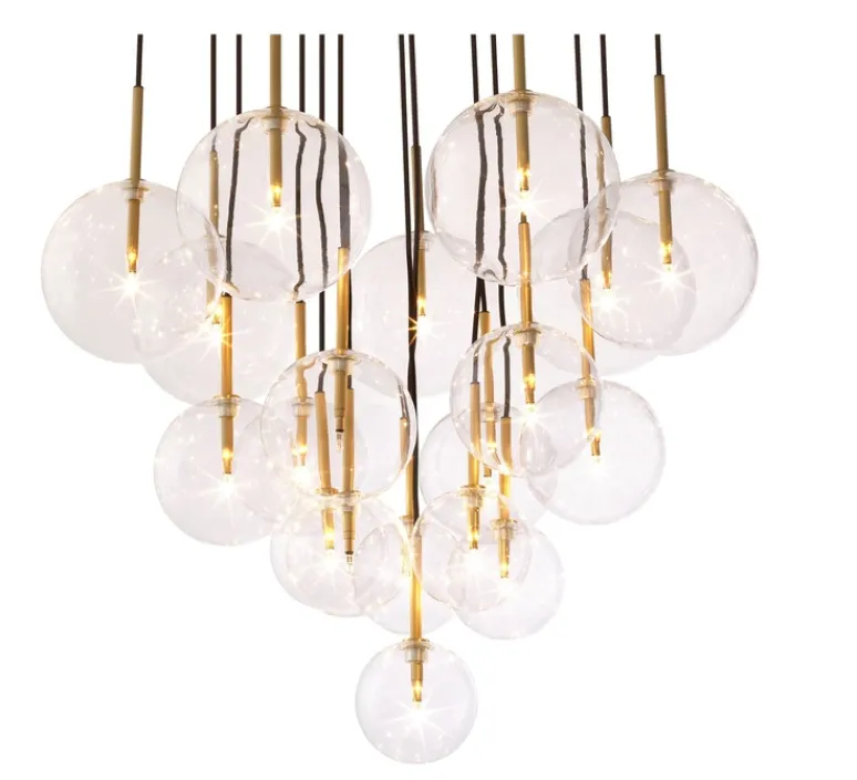 Suspension*Eichholtz Lustre, Aulani, , Ø80cm, H125cm - Laiton, transparent