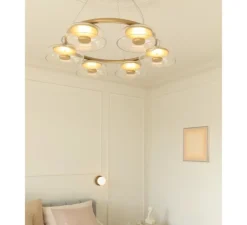 Lustre, Blossi 6, or nordique, transparent, LED, 2700K, 463 lm, Ø80cm, H11cm - Nuura
