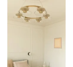 Lustre, Blossi 6, or nordique, transparent, LED, 2700K, 463 lm, Ø80cm, H11cm - Nuura