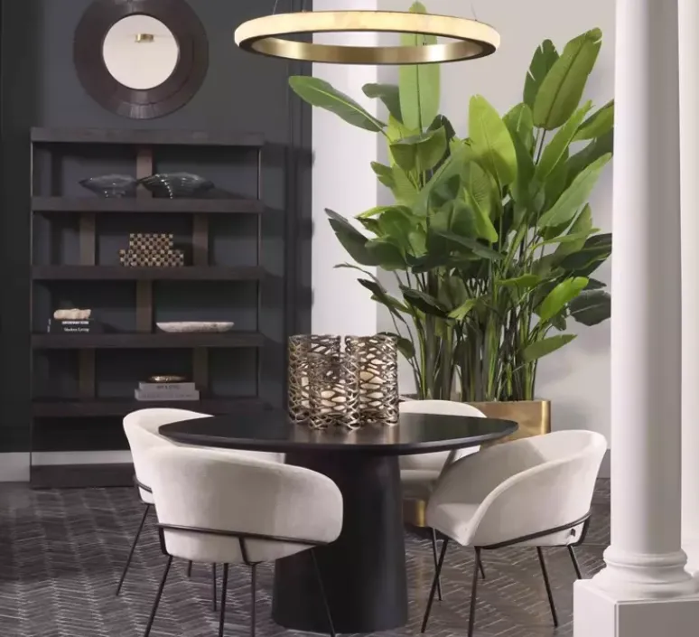 Suspension*Eichholtz Lustre, Cabildo, , LED, dim, 2700K, 3085lm Ø102cm, H7,5cm - laiton antique, albâtre