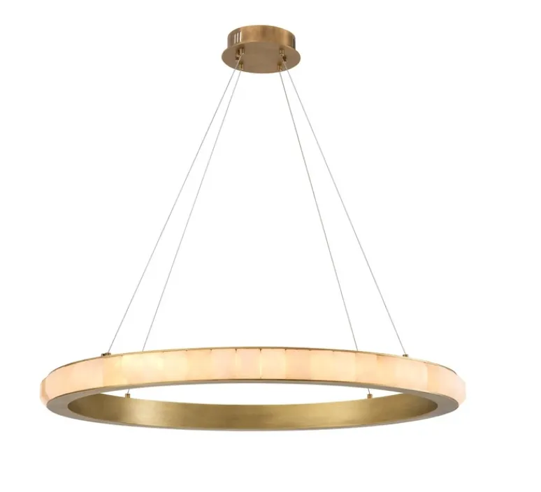 Suspension*Eichholtz Lustre, Cabildo, , LED, dim, 2700K, 3085lm Ø102cm, H7,5cm - laiton antique, albâtre