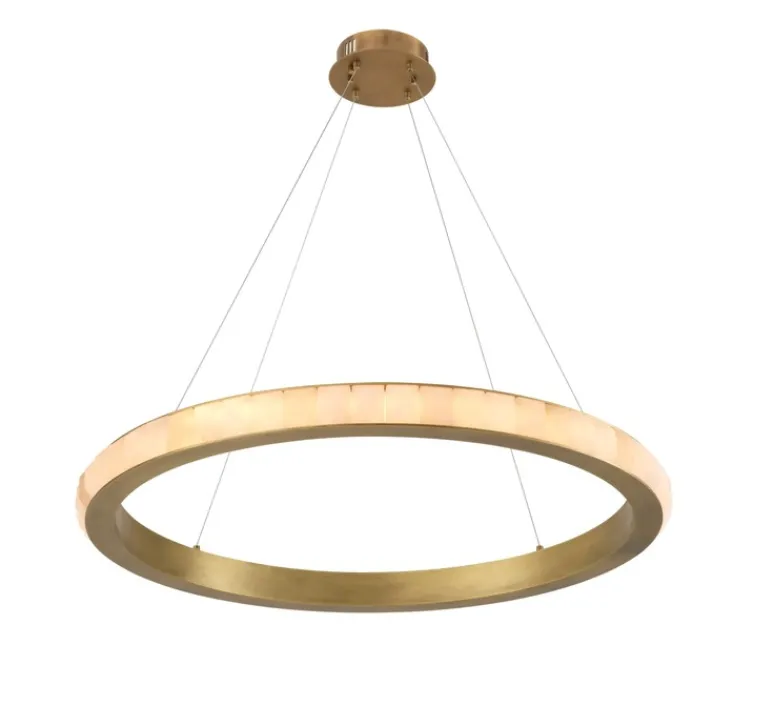 Suspension*Eichholtz Lustre, Cabildo, , LED, dim, 2700K, 3085lm Ø102cm, H7,5cm - laiton antique, albâtre