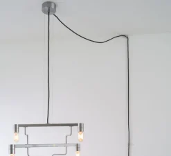 Lustre, Chandelier Kennedy, gris métallisé, LED, 2700K, L73.6cm, H58.5cm - Rubn