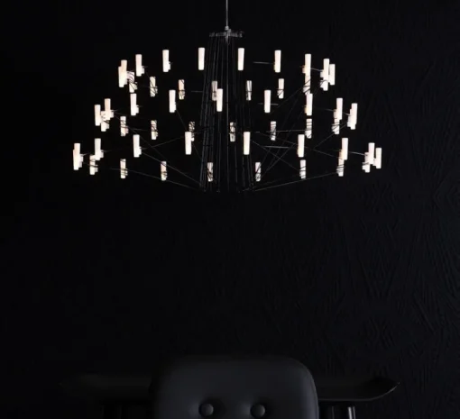 Suspension*Moooi Lustre, Coppélia, large, noir, câble 10m, LED, 2700k, 600lm, Ø101cm, H54cm - noir et blanc