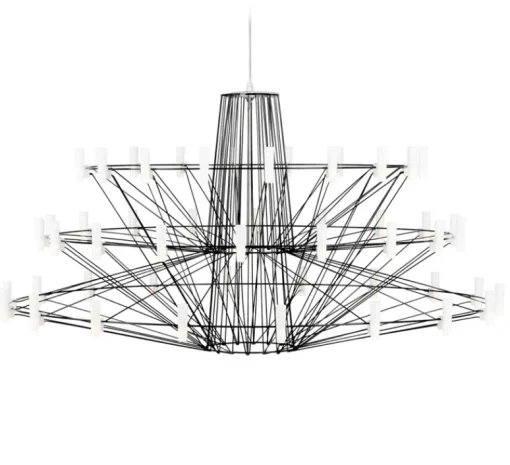 Suspension*Moooi Lustre, Coppélia, large, noir, câble 10m, LED, 2700k, 600lm, Ø101cm, H54cm - noir et blanc