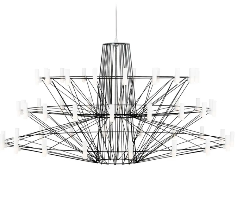 Suspension*Moooi Lustre, Coppélia, large, noir, câble 10m, LED, 2700k, 600lm, Ø101cm, H54cm - noir et blanc