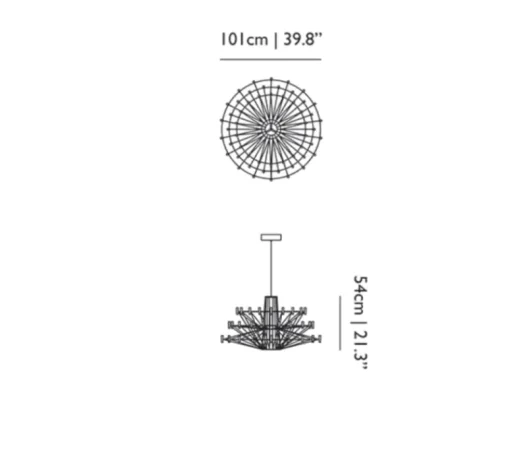 Suspension*Moooi Lustre, Coppélia, large, noir, câble 10m, LED, 2700k, 600lm, Ø101cm, H54cm - noir et blanc